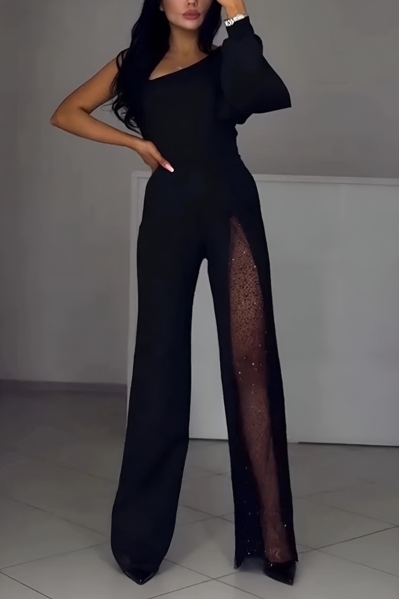 NANCY | ELEGANT ONE-SHOULDER JUMPSUIT WITH GLITTER DETAIL