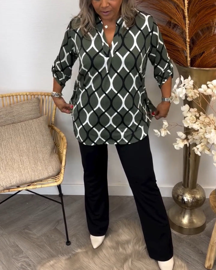 CHRISTABEL | CASUAL LONG-SLEEVE PATTERNED BLOUSE