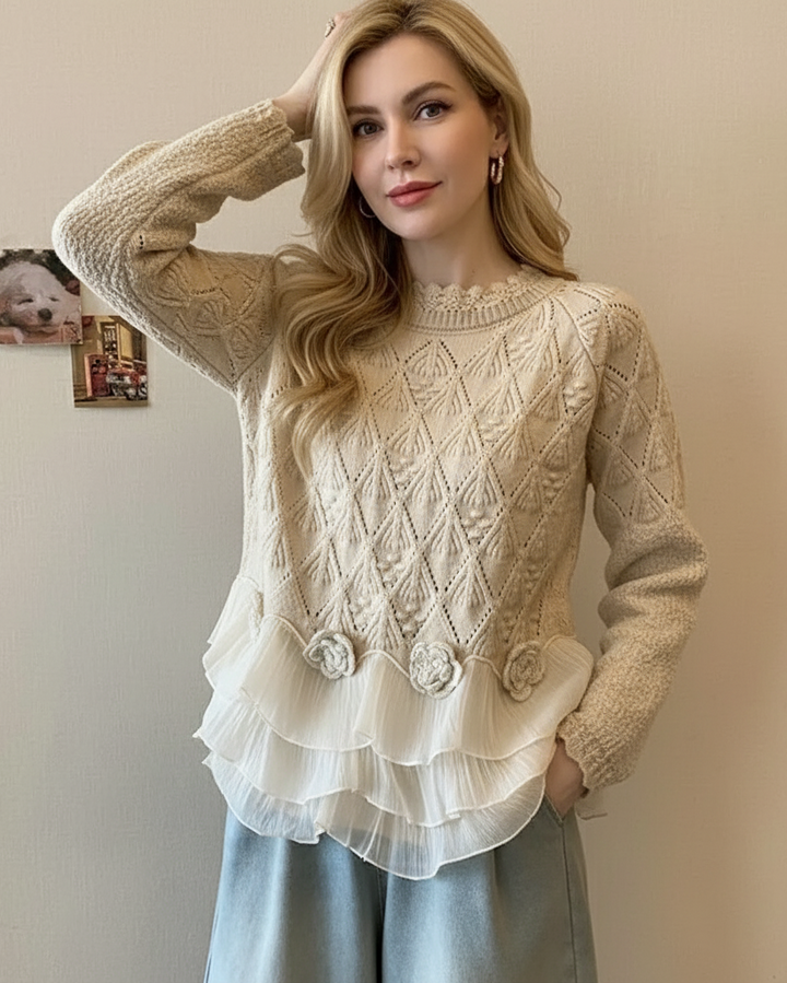 MIRIAM | RUFFLE HEM POINTELLE JUMPER