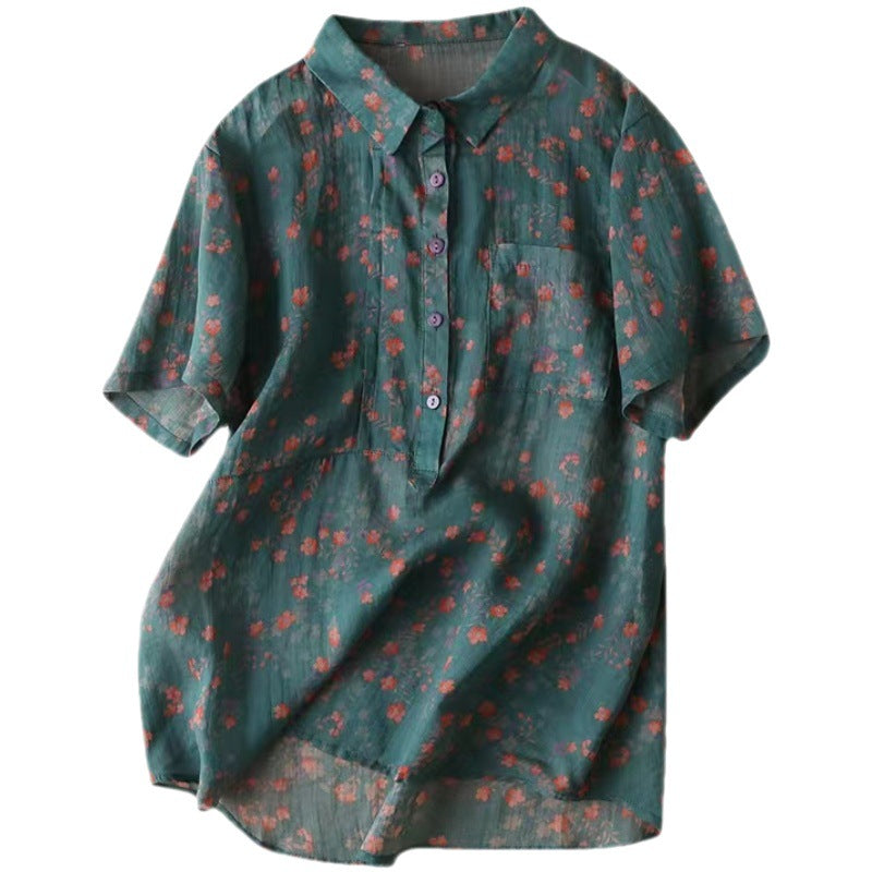WINONA | FLORAL PRINT SHORT-SLEEVE BLOUSE
