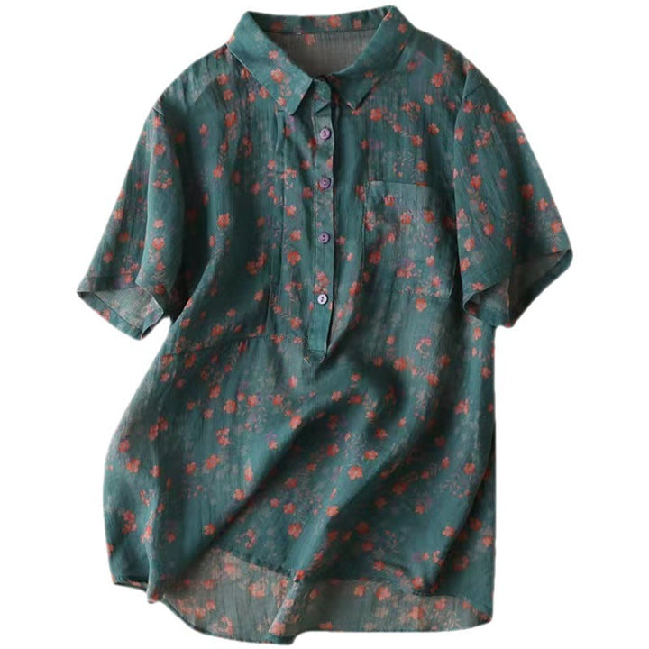 WINONA | FLORAL PRINT SHORT-SLEEVE BLOUSE
